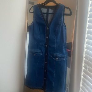 Denim And Faux Leather Sheath Dress never worn
